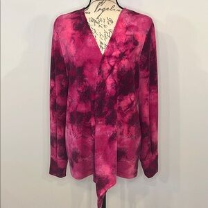 Colleen Lopez for HSN soft stretch brushed tie front cardigan M